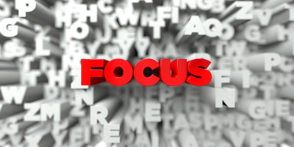 FOCUS - 3D stock image of Red text on white background